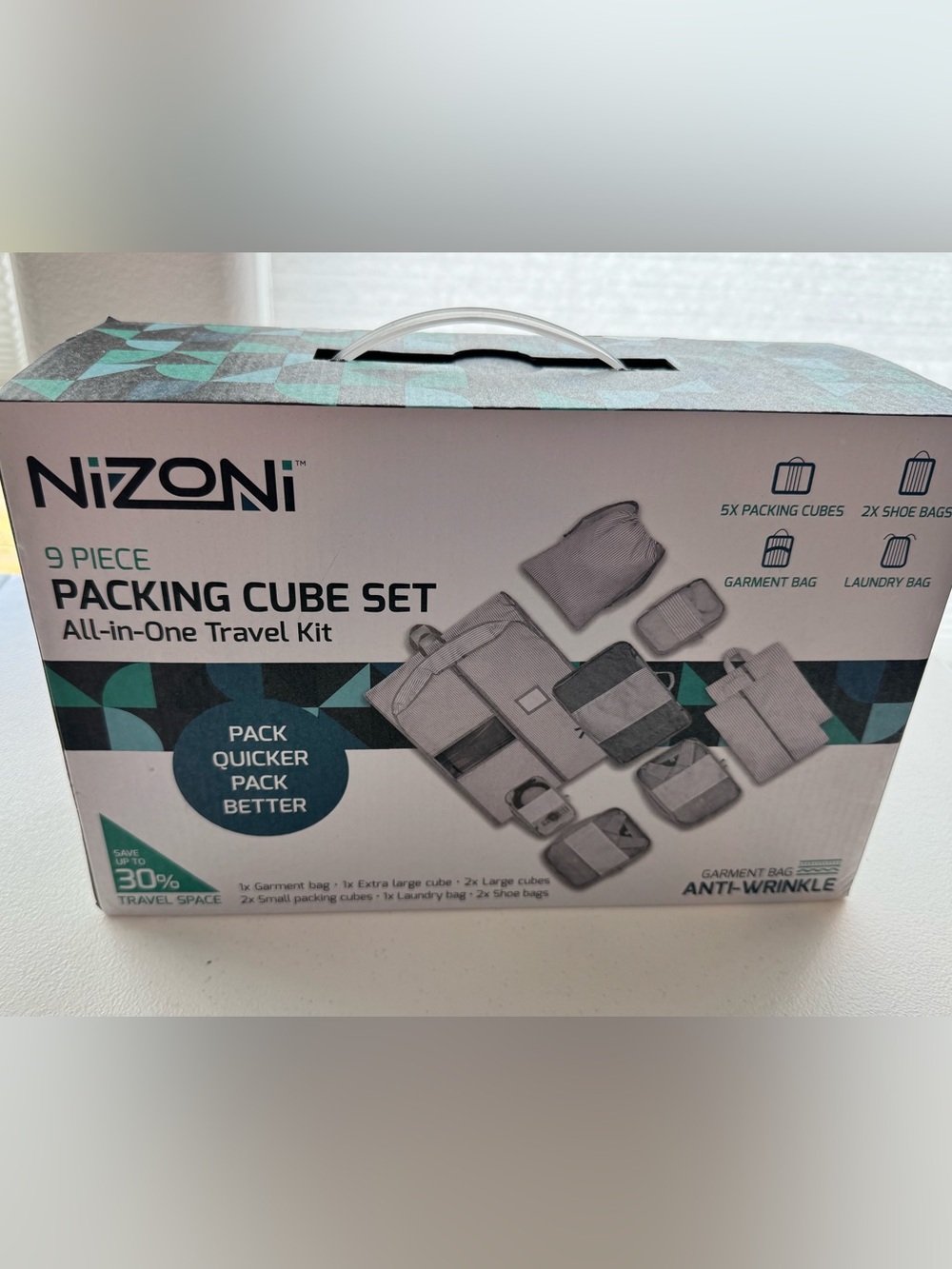 Nizoni 9 Piece Packing Cube Set Travel Organizer Kit NEW Garment Shoe Laundry